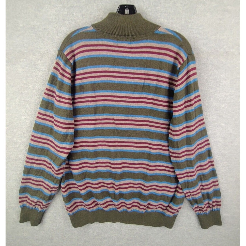 LL Bean‎ Mens Sweater Large Cashmere Blend 1/4 Zip Stripe Cabincore Cozy Rustic - Picture 7 of 8